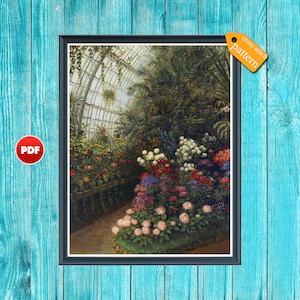 Schönbrunn Palm House  French paintings Still life counted cross stitch pattern Custom cross stitch Full coverage cross stitch chart