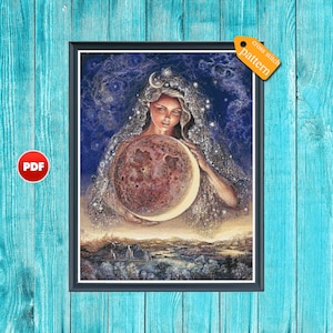 PDF Maanmeisje kruissteekpatroon Planeet kruissteek Tarot kruissteek Hemel kruissteek Universum kruissteek kruissteekkaart sterren