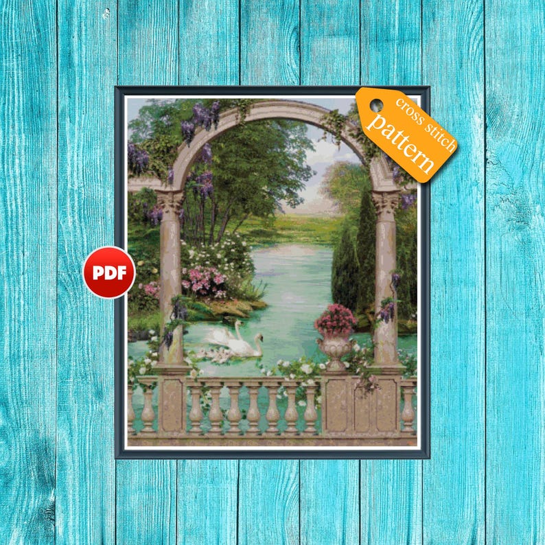 Swan Lake Cross Stitch Pattern: Full Coverage Tapestry (PDF Download) image 8