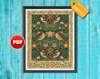 William Morris Loden Counted Cross Stitch Pattern - Orenco Originals Earthtones Design