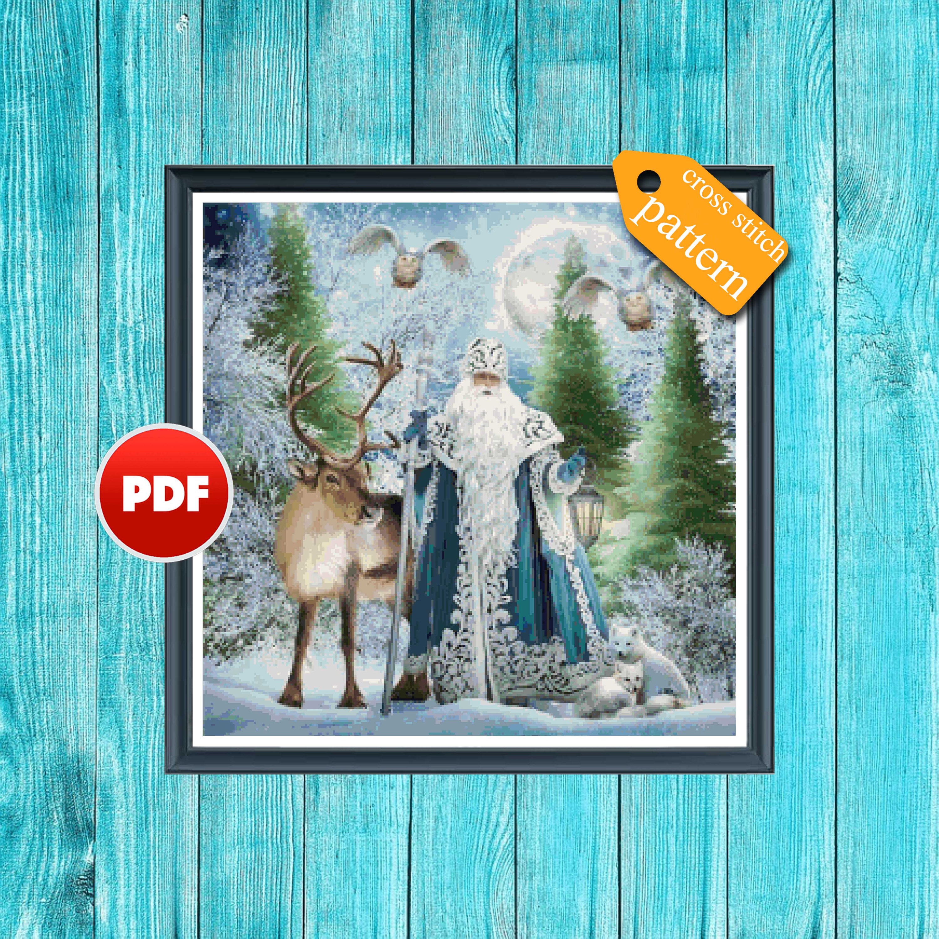 PDF Santa Clause in Snow Cross Stitch Pattern Christmas Decoration ...