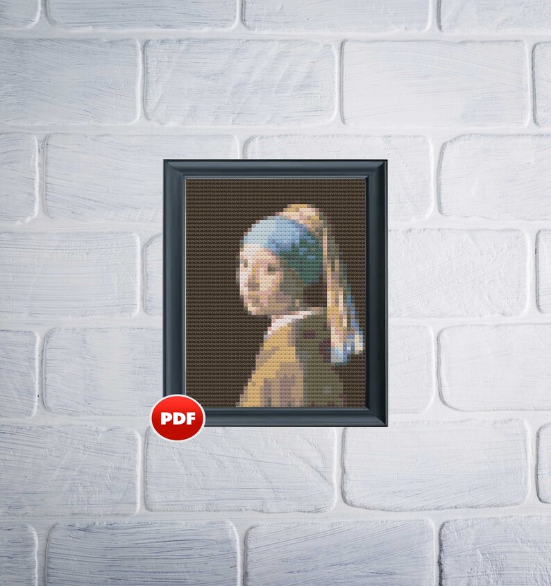 PDF Mini Girl With a Pearl Earring Cross Stitch Pattern Etsy
