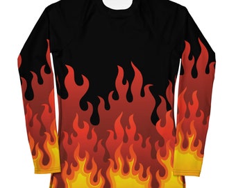 We flame to please rash guard - fire - camping - flames - womens rash guard - mens rash guard