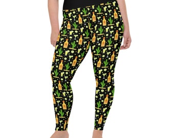 Una tequila, due tequila, tre tequila, pavimento Plus Size Leggings - cinco de mayo - fiesta messicana - alcol - leggings yoga a vita alta