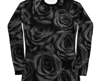 Every rose has its thorn Rash Guard - black roses - world rose day - rose lover gift - gothic shirt