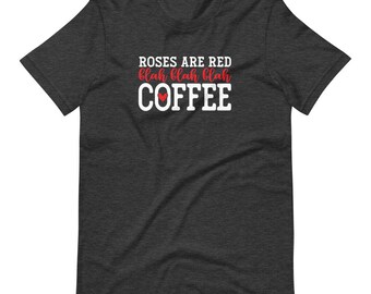 Róże są czerwone bla bla bla kawa T-shirt - Fat Cat Lifestyle - Śmieszna koszulka kawowa - miłośnik kawy - prezent kawowy - poezja kawowa