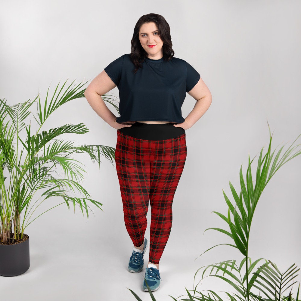 Plus size red plaid best sale leggings