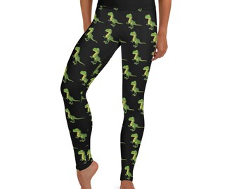 Licensed to carry small arms Leggings - Fat Cat Productions - dinosaur leggings - dinosaur pun - dinosaur lover - high waist yoga leggings