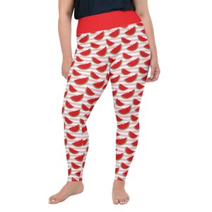 One in a melon Plus Size Leggings - watermelon leggings - summer fruit leggings - high waist yoga leggings - swimming leggings - tropical