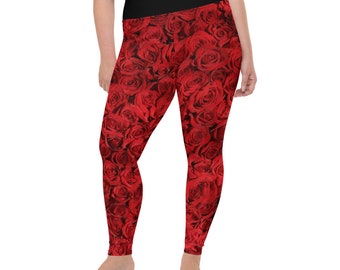 Bed of Roses Plus Size Leggings - workout leggings - comfy leggings - casual leggings - squat proof leggings - Fat Cat lifestyle