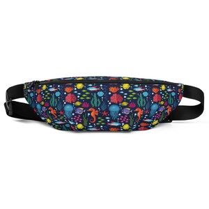 Feeling a little salty Fanny Pack bum bag - Fat Cat productions - underwater - ocean - sea creatures - seahorse - jellyfish - under the sea