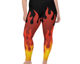 We flame to please plus size leggings - fire - camping - flame leggings - camp fire - hiking - swim leggings