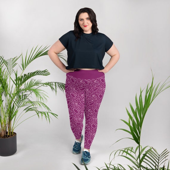 Queen of Hearts Plus Size Leggings Fat Cat Lifestyle Heart Valentines Queen Crown High Waist Yoga Leggings Valentines Gift Etsy Canada