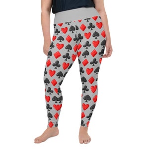 Ne peut pas traiter avec vous Plus Size Leggings - Fat Cat Lifestyle - carte à jouer - poker - requin carte - as - diamant - coeur - bêche - joueur de cartes