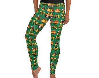 Taco fiesta, siesta, ripetere Leggings - Fat Cat Productions - tema messicano - cinco de mayo - taco tuesday - leggings yoga a vita alta