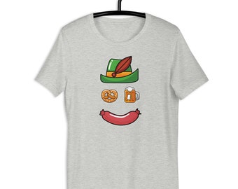 Oktoberfest face t-shirt - pretzel - beer - bier - wurst - German beer - funny drinking shirt