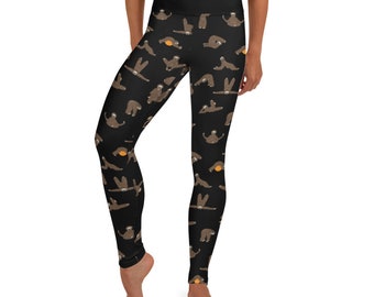 Finding my inner sloth Leggings - Fat Cat Productions - High waist yoga leggings - animal print leggings - sloth yoga - sloth lover