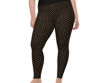 Alveare alveare te stesso Plus Size Leggings - Fat Cat Productions - Leggings di api - nido d'ape - salva le api - leggings yoga a vita alta