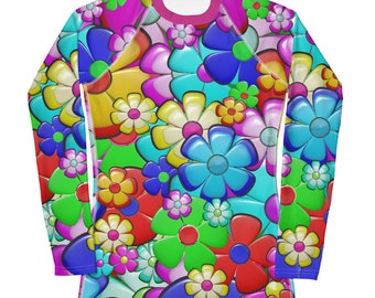 Flower power Rash Guard- floral rash guard - groovy - 70's shirt - retro shirt - hippie - womens rash guard