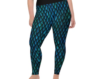 Slay all day Plus Size Leggings - Fat Cat - dragon leggings - dragon scales - dragon swim leggings - fantasy - yoga leggings
