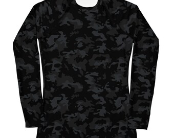 Black ops rash guard - black camo rash guard - womens camo rash guard - mens camo rash guard - military shirt