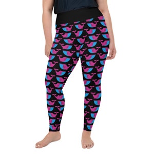 Whale, hello there! Plus Size Leggings - Fat Cat Productions - whale leggings - sea creatures - ocean leggings - high waist yoga leggings
