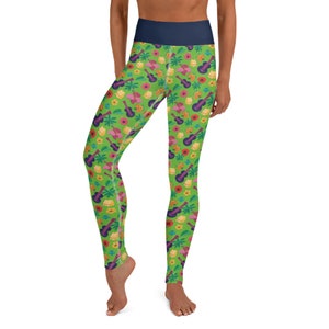 Falling for Uke Leggings - Fat Cat Leggings - Ukelele - Hawaii - Hawaiian leggings - Hibiscus - Palm tree - Hawaiian party - music - flower