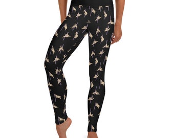 She works hard for the money leggings - sloth pole dancer - sloth lover - cute sloth - Fat Cat Productions - animal print leggings - yoga