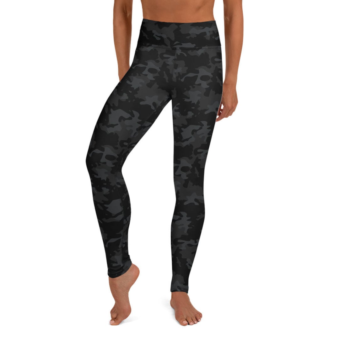 Black Creamy Off Army Print Leggings - Pack of 2