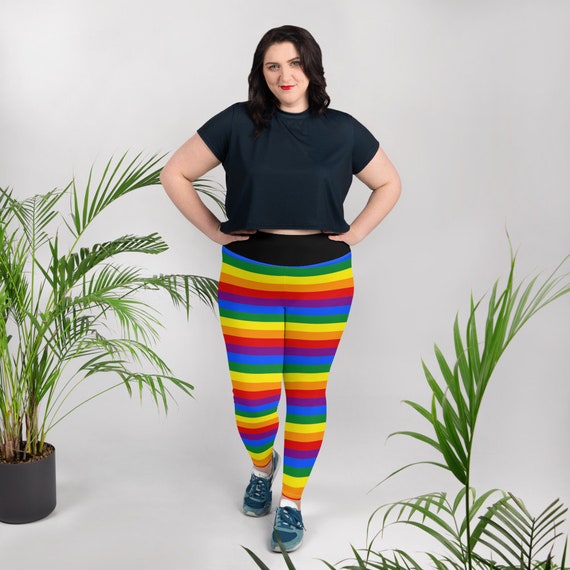 Ride the Rainbow Plus Size Leggings Fat Cat Productions Rainbow Leggings  LGBTQI Pride Leggings Pride Month High Waist Yoga Legging 