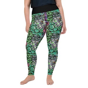 Cactus makes perfect Plus Size Leggings - cactus leggings - succuclent leggings - cactus lover gift