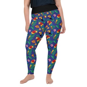 Birds of a feather Plus Size Leggings - Fat Cat Productions - bird parrot toucan - tropical bird - bird lover gift - high waist yoga legging