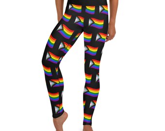 Progress pride flag Leggings - rainbow leggings - LGBTQI+ leggings - pride month leggings