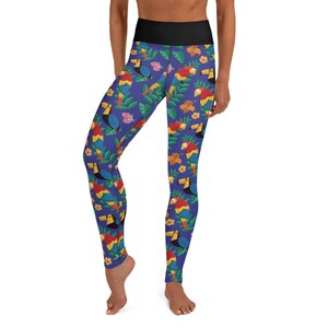 Birds of a feather Leggings - Fat Cat Productions - bird parrot toucan leggings - tropical bird - bird lover gift - high waist yoga leggings