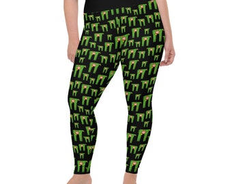 Moo-pocalypse Plus Size Leggings - Fat Cat Productions - Zombie Cow - Funny cow - halloween - high waist yoga leggings