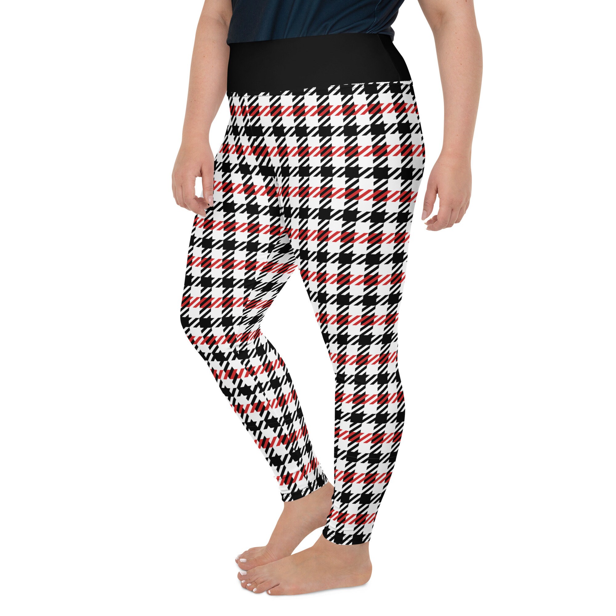 Houndstooth Plus Size Leggings Black 