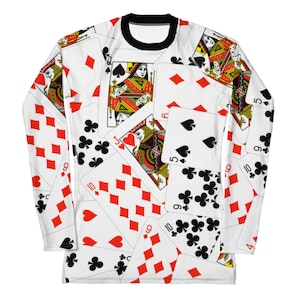 Kaartenhuis Rash Guard - Fat Cat badmode - speelkaarten - pokerspeler - kaarthaai - womens rash guard - heren rash guard - strandshirt