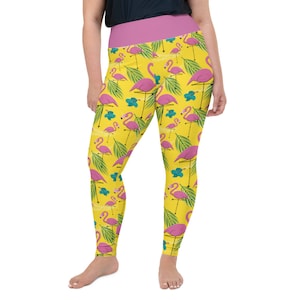 Flocking fabuloso Plus Size Leggings - leggings Flamingo - leggings tropicales - leggings de verano - leggins de pájaro - leggings de yoga de cintura alta