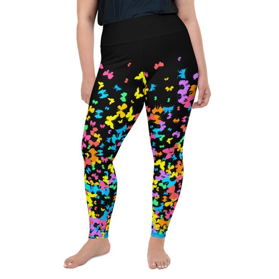 Social Butterfly Plus Size Leggings Rainbow Butterflies Womens Butterfly  Leggings Quick Dry Yoga Swim Leggings 