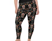 No body to love Plus Size Leggings - Fat Cat - sugar skull leggings - blue bird - robin - roses - tattoo - skull swim leggings - halloween