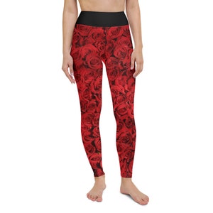 Bed of roses Leggings - rose - flower - roses - plant - valentines - heart - bunch of roses - yoga - high waist - gift - Fat Cat lifestyle