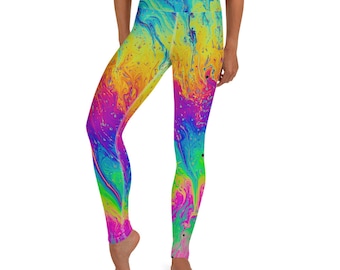 Looking slick Leggings - oil slick - optical illusion - rainbow leggings - swim leggings - beach sun protection
