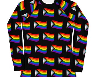 Progress pride flag Rash Guard - rainbow rash guard - LGBTQI+ sun shirt - pride month rash guard