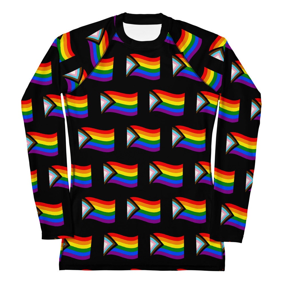 Progress Pride Flag Rash Guard - Rainbow Rash Guard - LGBTQI+ Sun Shirt ...