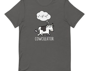 Cowculator T-Shirt - Fat Cat Productions - Funny cow shirt - funny maths shirt - pythagoras theory - maths teacher gift