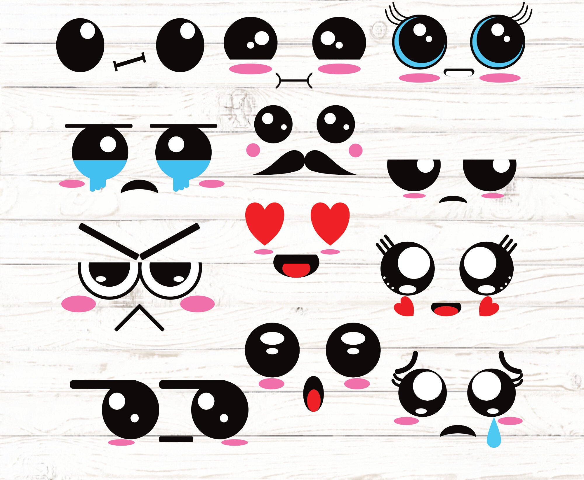 Download Kawaii Face Svg Cute Face Clipartsvg Digital Faces Clipart Etsy