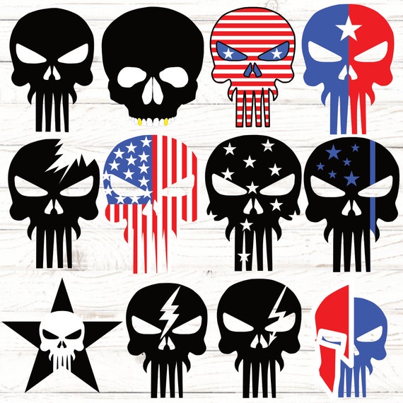 Download Skull Svg Punisher Skull Patriotic Skull American Flag Etsy