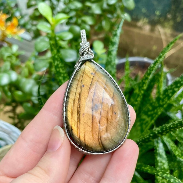 Bright Sunshine Yellow Labradorite Pendant