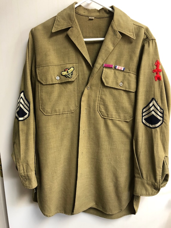 Custom Embroidered Vintage US WWII  Wool Army Shir