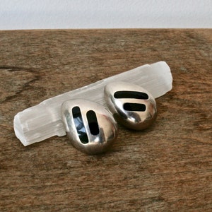 Vintage Sterling Silver Onyx Clip Earrings